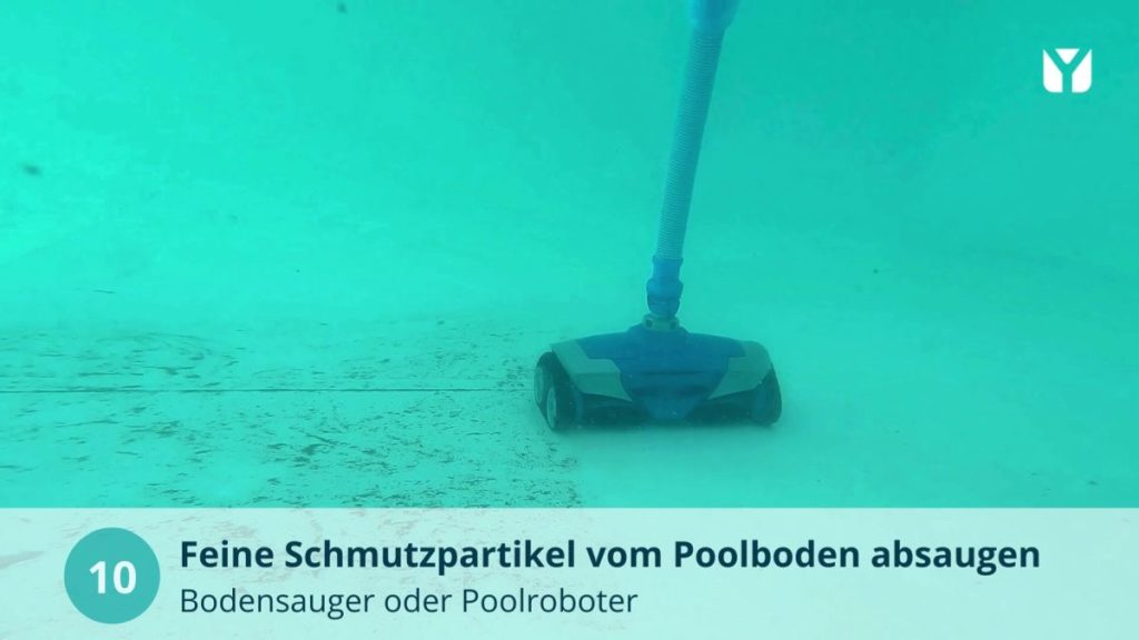 Grünes Poolwasser Algen im Pool Schmutzpartikel absaugen