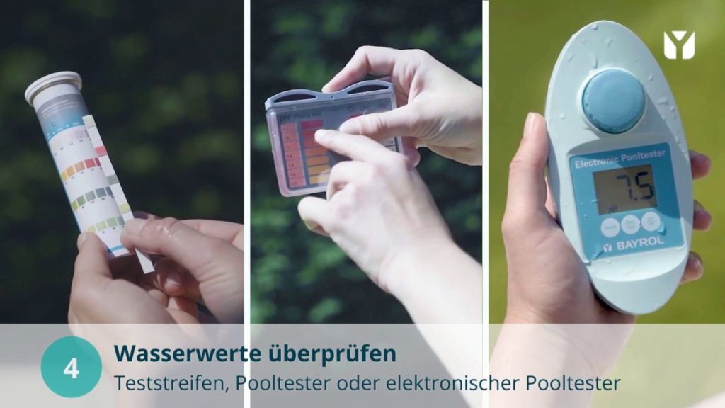 Grünes Poolwasser Algen im Pool Wasserwerte überprüfen