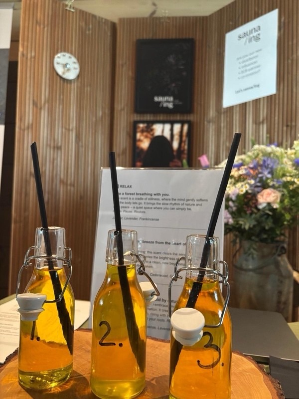 Sauna/ing Stand auf dem World Sauna Forum 2025 in Jyväskülä. 