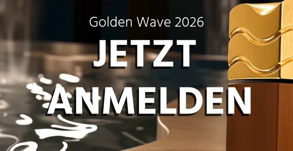 Golden Wave 2026 - Jetzt anmelden - Innovationspreis der Pool- und Wellnessindustrie