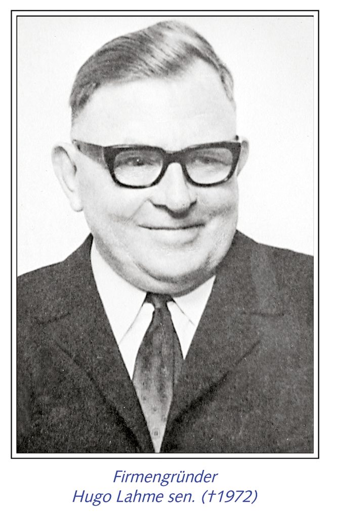 Ein schwarz-weiß Porträt von Firmengründer Hugo Lahme Senior. Verstorben 1972.