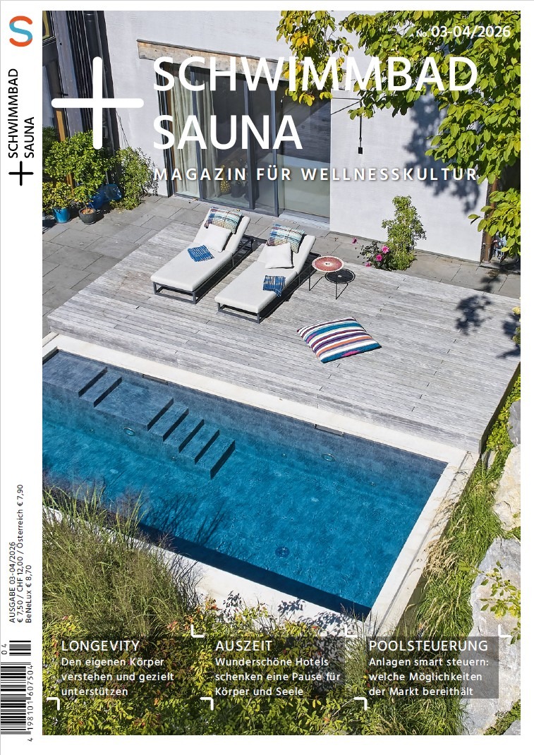 Das ist das Titelbild der Ausgabe Schwimmbad + Sauna 07-08/2025