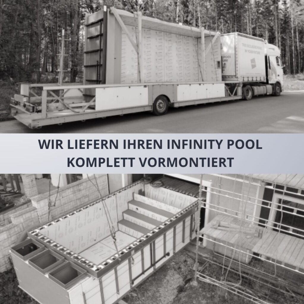 infinity pool deluxe Anlieferung mit LKW pooldoktor