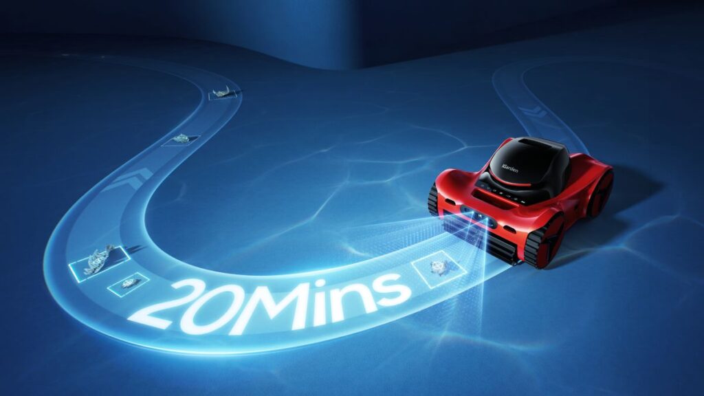 2- 20 Min quick clean roter Poolroboter Fairland unter Wasser