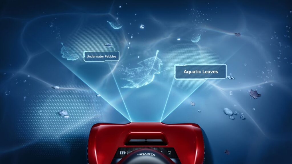 Targeting debris roter Poolroboter unter Wasser